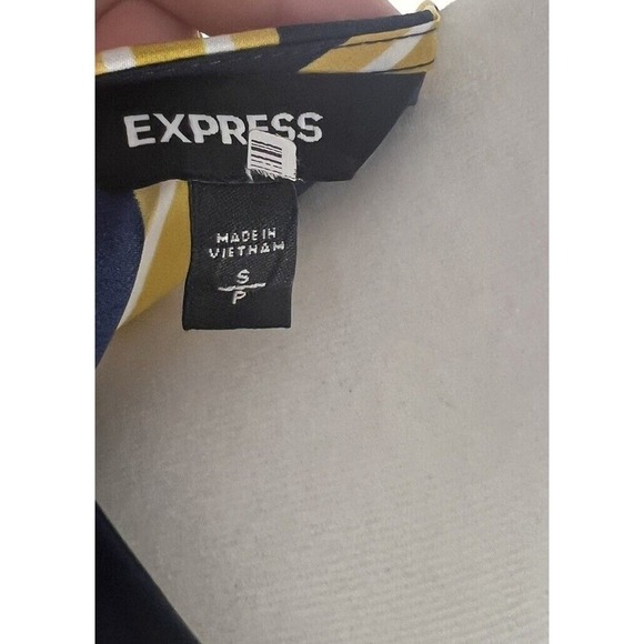 Express Womens Tie Waist V-Neck Faux Wrap Satin Striped Sz Small Dress - Picture 7 of 9
